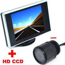 3,5-дюймовый цветной ЖК-монитор для автомобиля + 28 мм ccd CCD камера заднего вида запасная камера 2 в 1 Система помощи при парковке 2024 - купить недорого