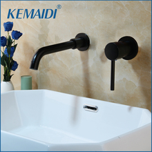 KEMAIDI-grifo moderno de latón para lavabo de baño, mezclador de pared con Palanca única, bruñido, color negro mate 2024 - compra barato