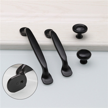 Durable Single Hole/96/128mm Aluminum Alloy Black Door Handle For Furniture Drawer Kitchen Cupboard Cabinet Drawer Pull Knobs 2024 - buy cheap