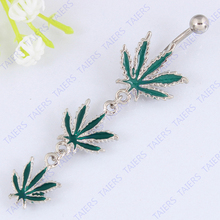Leaf Belly button ring fashion woman body piercing Retail Navel ring belly bar 14G 316L surgical steel bar Nickel-free 2024 - buy cheap