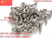 Tornillos de acero inoxidable ISO 14583 M2.5x8 cabeza plana Torx T8 A2-70 pulido ROHS 100 Uds 2024 - compra barato