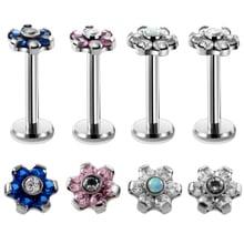 1PC Steel Opal Flower Lip Piercing Tragus Earring Piercing Crystal Flower Helix Piercing Labret Lip Stud Rings Body Jewelry 16G 2024 - buy cheap