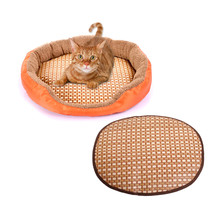 Pet Cool Mat Pad Summer Cooling for Kennels Cat Beds House Soft Keep Warm Crates and Beds Straw Bamboo Cozy Winter Pet Dog Mat 2024 - buy cheap