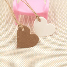 100pcs 2.5*2.8cm Heart Kraft Paper Card Wedding Favour Gift Tags  Hang Tags Price Tags With With Strings 2024 - buy cheap