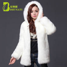 Winter Women Hooded Faux Fur Coat Fashion Warm Long-sleeve Loose White Black Coat Female hoodie Jacket Coat Plus Size 2024 - buy cheap