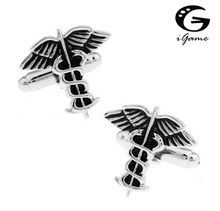 iGame Men Gift Angel Wing Cuff Links 2 Colors Option Copper Material Novelty Angel Design Free Shipping 2024 - buy cheap