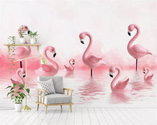 Beibehand-papel de parede 3d com flamingo, para quarto de crianças, meninos e meninas, fofo, rosa, fundo 3d 2024 - compre barato