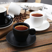 HOUSEEYOU-taza de café Espresso italiana de 90cc, juego de platillo, Taza de cerámica creativa, porcelana avanzada, taza de té de San Valentín 2024 - compra barato