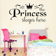 The Princess Sleeps Here Wall Decals Baby Room Girls Bedroom Home Decor Vinyl Wall Sticker Personalised Lovely Mural S299 2024 - buy cheap