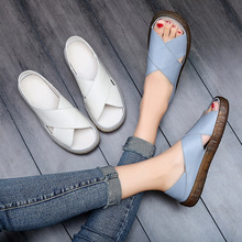 Koovan-sandalias de verano reversibles para mujer, zapatos femeninos de suela plana, antideslizantes, hechos a mano, de cuero, 2021 2024 - compra barato