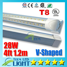 10X CE UL DLC V-Shaped T8 Integration Led Tube Light 4FT 28W 1.2m 85-265V Cooler Door SMD2835 Led Fluorescent Double Sides tubes 2024 - buy cheap