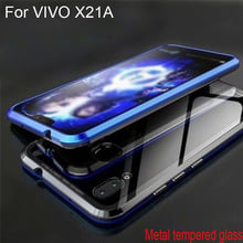 Luxury Magnetic Adsorption Case For VIVO X21A Metal Frame Clear Tempered Glass Cover For VIVO X 21A Magnetic Flip Cases Coque 2024 - buy cheap