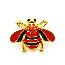 Wholesale 3pcs/lot Metal Enamel Red Bee Rhinestone Snap Button Charms  Fit 18mm Ginger Snap Button Bracelet Necklace Jewelry 2024 - buy cheap