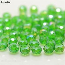 Isywaka Deep Green AB Color 4*6mm 50pcs Rondelle Austria faceted Crystal Glass Bead Loose Spacer Round Beads for Jewelry Making 2024 - buy cheap