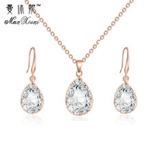 Manxiuni Jewelry Luxury Genuine Austrian Crystal Pendant Necklace Drop Earrings Set Silver Plated Bridal Jewelry Set For Women 2024 - buy cheap