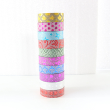 Domikee Creative glitter film packing decorative masking tapes rolls,fine handmade DIY craft scrapbooking washi tape set sticker 2024 - buy cheap