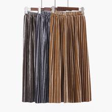 Skirts Womens Velvet Pleated Female Winter Fashion 2017 High Waist Straight Midi Skirt School Black Vintage Casual Jupe 2024 - buy cheap