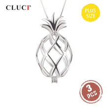 CLUCI 3pcs 925 Sterling Silver Charms for Women Jewelry Popular Hollowed Pineapple Cage Pendant Locket for 10-14mm Pearl SC366SB 2024 - buy cheap