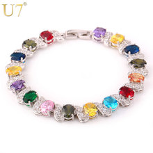 U7 Luxury Style Trendy Gold Color Fashion Jewelry Wholesale Shiny AAA Zirconia Bracelet For Women H597 2024 - buy cheap