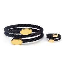 Simple Open Men Women Black Stainless Steel Charm Bracelets Bangles Luxury Chain Link Sporty Cuff Bracelets Pulsera 2024 - buy cheap