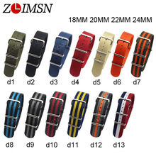 ZLIMSN For Nato Nylon Watch Strap Watchbands Belt Metal Buckle Army Sport Watchband Mens 18mm 20mm 22mm 24mm Relojes Hombre 2019 2024 - buy cheap