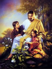 Бесплатная доставка гобелен гобелены, Христос ткани рисунок, изображение украшения, Иисус с детьми 2024 - купить недорого