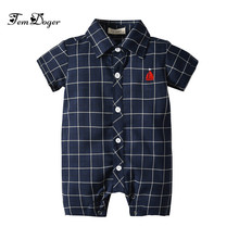 Tem Doger Baby Rompers 2019 Infant Newborn Boy Jumpsuit Shorts Sleeve Gentleman Clothes Plaid Prints for Bebes Boys Playsuit 2024 - buy cheap