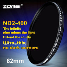 Фейдер Zomei 62 мм, регулируемый нейтральный фильтр с нейтральной плотностью от ND2 до ND400 для камер Canon, NIkon, Hoya, Sony, Объектив 62 мм 2024 - купить недорого