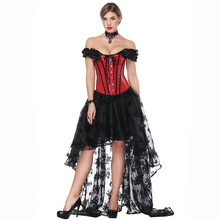 Corsé y corpiño victoriano rojo y negro para mujer, vestido gótico, ropa Steampunk, disfraz Vintage de Burlesque, Sexy, Korsett 2024 - compra barato