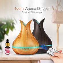 400ml aroma difusor de óleo essencial umidificador de ar ultra com grão de madeira 7 cores em mudança luzes led para escritório casa fogger 2024 - compre barato