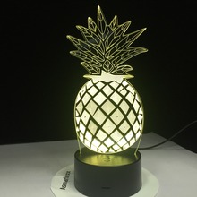 Lâmpada de abacaxi led 7 cores, lâmpada ilusão óptica 3d para quarto, mesa, envio direto 2024 - compre barato