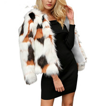 Mixed Color Women Elegant Fluffy Faux Fur Warm Jacket Long Sleeve Female Autumn Winter Coat Outerwear Plus Size 6XL 5XL 2024 - buy cheap