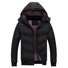 Men's autumn and winter Down jacket detachable hooded fashion solid color warm cotton jacket large size coat 2024 - buy cheap