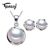 FENASY Trendy Jewelry Sets Natural Freshwater Flower Pearl Pendant Necklace 925 Sterling Silver Cute Pearl Earrings 2024 - buy cheap