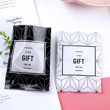 100pcs Open Top "GIFT" Black and white lines Plastic Pouch Heat seal Gift packaging Bags for cookies candies Chocolate soap 2024 - buy cheap