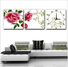 Embroidery Package Hot Sell   Best Quality    Cross Stitch    Triplet Pink Rose Flower Clock 2024 - buy cheap