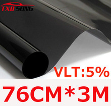 76cm*300cm/Lot Dark Black Car Window Tint Film Glass VLT 5%/ Roll 1 PLY Car Auto House Commercial Solar Protection Summer 2024 - buy cheap
