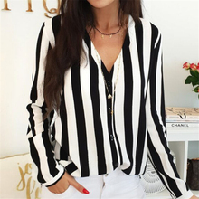 Women Shirts Striped Long Sleeve V Neck Blouses Casual Ladies Shirts Female Tops New Sexy Women Office Blouse Shirt Loose Tops 2024 - buy cheap