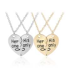 Women Her One His Only Heart Pendant Necklace Puzzle Matching Two Halves Heart for Lovers Gold Silver color Couple Jewelry 2024 - buy cheap