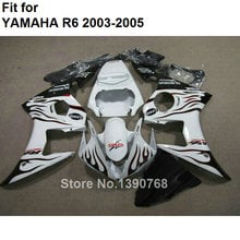 Новые горячие части мотоцикла для YAMAHA Обтекатели YZF R6 2003 2004 2005 темно-красный пламя белый Обтекатели R6 03 04 05 HZ91 2024 - купить недорого