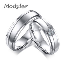 Обручальные кольца, нержавеющая сталь кольца для мужчин и женщин, с фианитами AAA 2024 - купить недорого