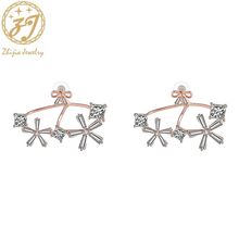 Zhijia new trendy flower rhinestone bowknot rose gold silver women stud earrings jewelry gifts wedding party accessories 2024 - buy cheap