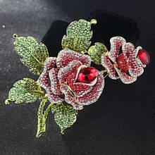 zlxgirl Big Size Rose Flower Brooch for women wedding bridal Jewelry Perfect Rhinestone Crystal Pin Brooches nice Enamel brooch 2024 - buy cheap