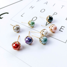 Round Shape 8 colors Stud Earrings For Women Girl Fashion Lovely Ear Jewelry 2024 - buy cheap