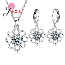 Cubiz-Conjuntos de joyas de circón para mujer, colgante de plata de ley 925 con forma de girasol plateado, collar, pendientes de gota 2024 - compra barato