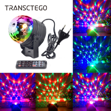 Lámpara de noche estroboscópica 2 en 1 con bola de discoteca RGB, proyector de cristal para escenario, control remoto, para vacaciones, Navidad, hogar, Bar, Fiesta de DJ 2024 - compra barato