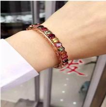 Natural And Real Tourmaline bracelet  bracelets 925 sterling silver 4*6mm 13pcs 2024 - buy cheap