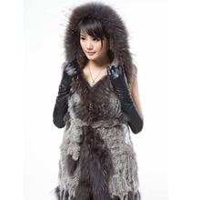Harppihop-Chaleco clásico de piel auténtica con capucha, chaleco largo sin cinturón, tejido con borlas 2024 - compra barato