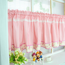 Free Shipping Elegant Floral Red Plaid Lace Pastoral Short Curtain Kitchen Curtains for Living Room Bedroom Drapes Customized 2024 - buy cheap