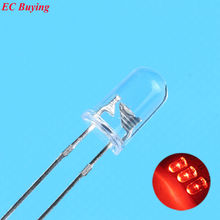 5mm Red LED Round Light Emitting Diode Transparent Ultra Bright Lamp Bead Plug-in DIY Kit Practice Wide Angle 5 mm 20 pcs/lot 2024 - buy cheap